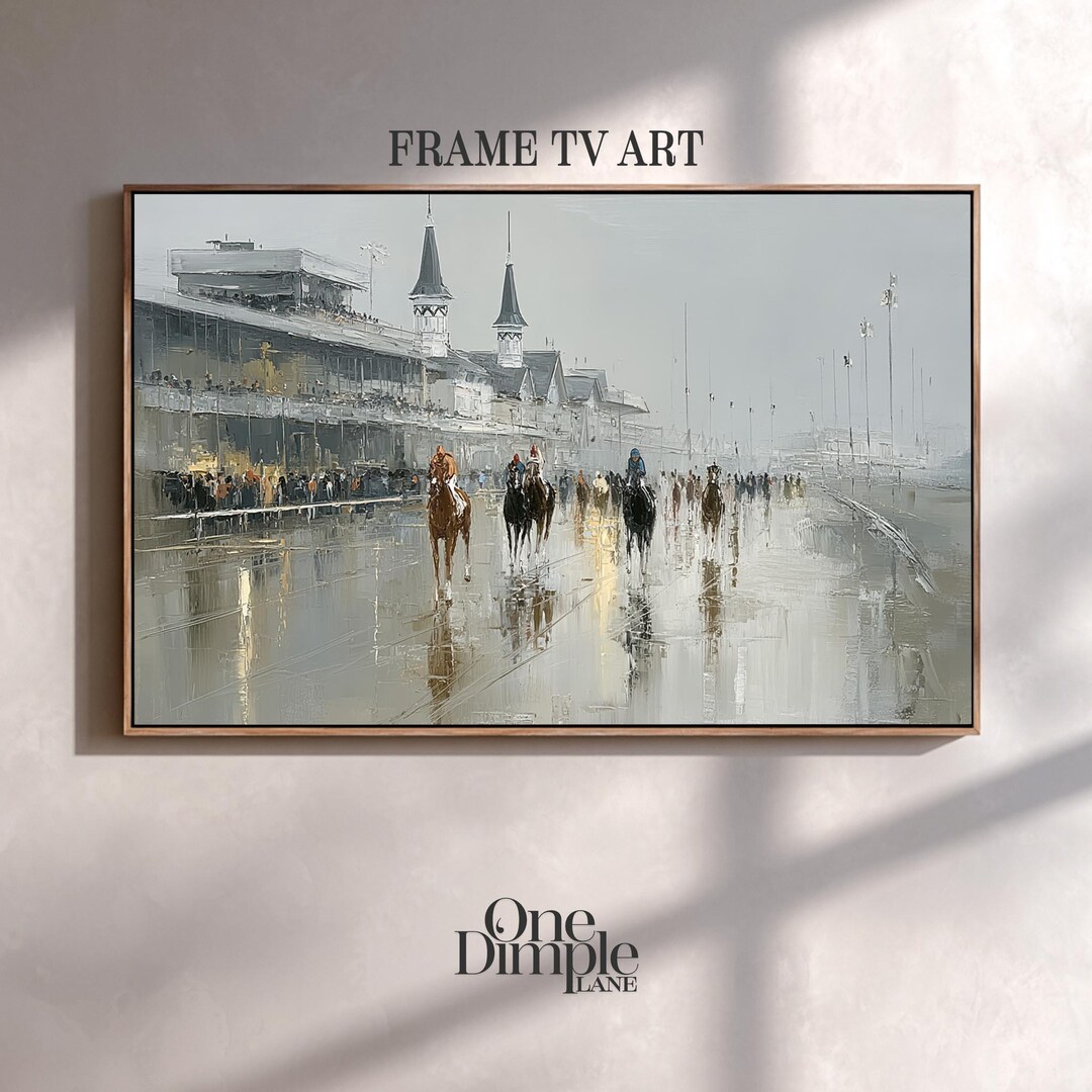 Churchill Downs Painting Frame TV Horse Racing | Neutral Decor - Etsy