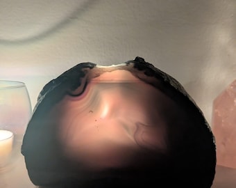 Portavelas de geoda de ágata