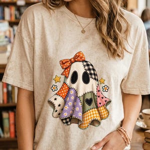 Patchwork Spook png | Spookachtig Halloween-ontwerp | Leuk spookshirt png | Vintage herfststijl | Sublimatie digitale download