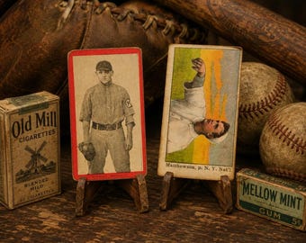 1910 T210 Old Mill Casey Stengel Rookie and 1910 E105 Texas Gum Co. Christy Mathewson Hand Aged Replica