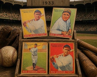 Babe Ruth 1933 Goudey Set of 4 #53 #144 #149 #181 Hand Aged Replica Lot