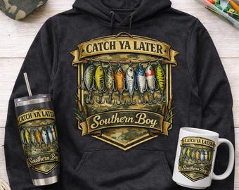 Esca da pesca vintage Southern Boy PNG, grafica del pescatore (download digitale)