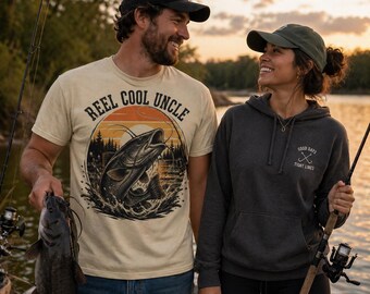 Reel Uncle Fishing Tee | Bass Jumping, Lake Sunset, Rod Reel