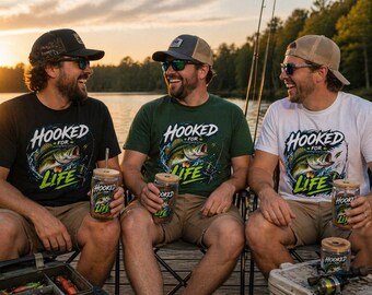 Hooked for Life Bass Fishing T-Shirt | Angler Fish Graphic Tee