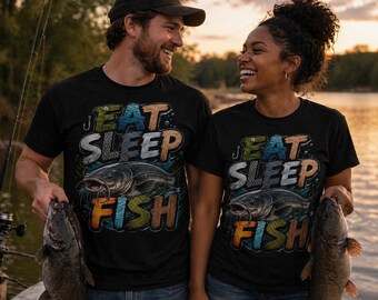 Eat Sleep Fish T-Shirt | Fishing Graphic Tee, Angler Shirt
