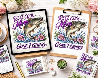 Reel Mom Catfish Fishing PNG, Mother’s Day Sublimation Print File