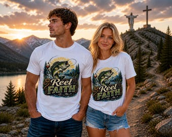 Reel Faith Fishing Graphic Tee | Bass, Lake, Outdoor Angler Shirt