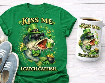 Baciami, prendo un pesce gatto PNG / Grafica di pesca per il giorno di San Patrizio (download digitale)