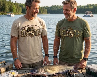 Cool Catfish Dad Shirt  Funny Fishing T Shirt for Men  Camo Fisherman Father's Day Gift   Outdoorsy Dad Tee