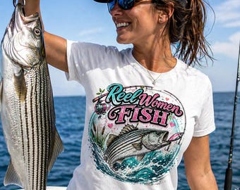 Reel Women Fish T-shirt | Striped Bass Fishing Graphic Tee