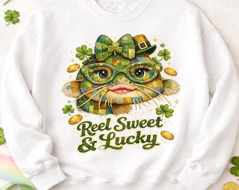 St. Patrick's Day Fishing PNG, Lucky Patchwork Fish Design (Digital Download)
