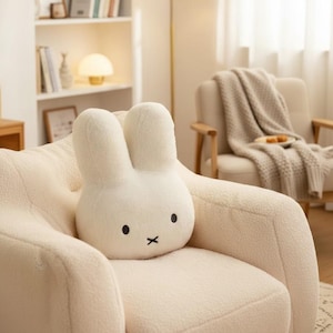 Miffy Bunny Plush Pillow: Kawaii Rabbit Stuffed Animal, Soft Nursery Decor image 1