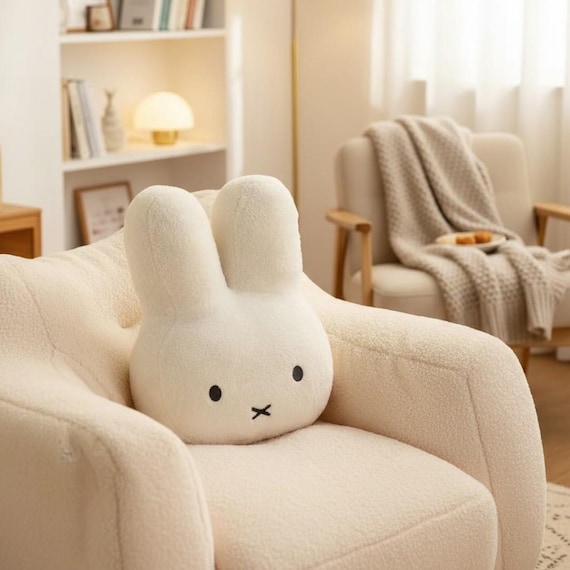 Miffy Bunny Plush Pillow: Kawaii Rabbit Stuffed Animal, Soft Nursery Decor