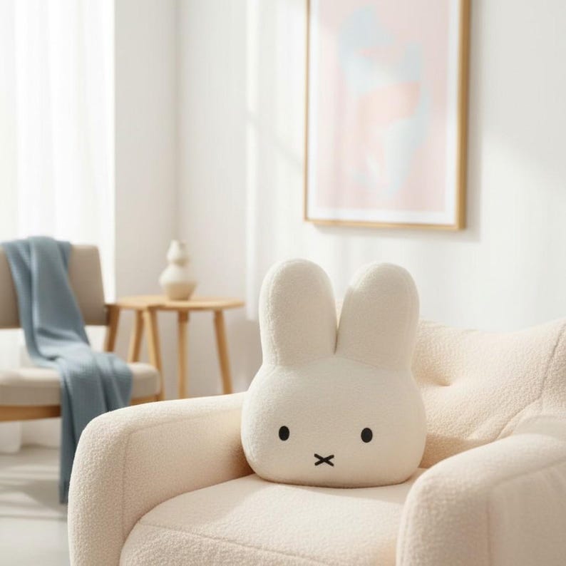 Miffy Bunny Plush Pillow: Kawaii Rabbit Stuffed Animal, Soft Nursery Decor image 5