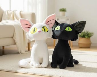 Suzume no Tojimari Black and White Cat Plush Toys, Movie Character Soft Dolls