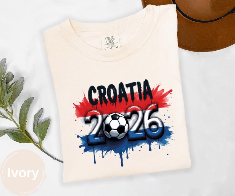 Croatia 2026 Soccer Fan T-Shirt: World Cup Football Tee, Croatian Flag Design image 1