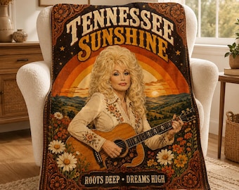 Dolly Parton Blanket Tennessee Sunshine Country Music Throw Vintage Western Cowgirl Gift Nashville Decor Gift for Her