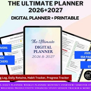 Digital Planner Daily Monthly Goodnotes iPad Android Journal Template Undated Life Academic Student Habit Tracker Hyperlinked Organizer