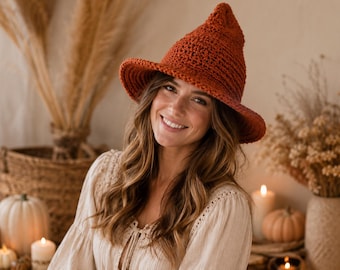 Crochet Witch Hat PDF Pattern, Easy Halloween Crochet Hat, Beginner Friendly, Fall Cozy Decor, Spooky Season Crochet, Fall Gift Idea