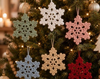 Christmas Snowflake Ornament Crochet Pattern PDF, Snowflake Coaster Crochet, Christmas Tree Ornament, Winter Decor Crochet,Holiday Gift Idea
