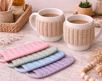 Crochet Cup Sleeve Pattern, Mug Cozy Crochet PDF, Coffee Cup Holder DIY, Beginner Crochet Gift, Reusable Cup Sleeve