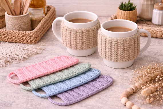Crochet Cup Sleeve Pattern, Mug Cozy Crochet PDF, Coffee Cup Holder DIY, Beginner Crochet Gift, Reusable Cup Sleeve