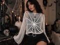 Crochet Spider Web Top Pattern PDF, Halloween Crochet Mesh Top, Goth Web Sweater, Festival Crochet Top, Mesh Sleeve Shirt,DIY Fall Gift Idea