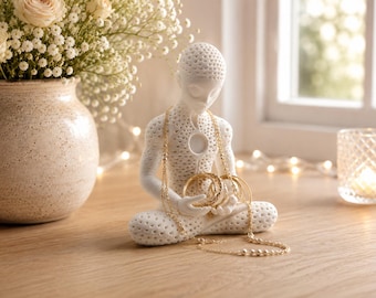 Zen Meditation Jewelry Holder – Ring & Necklace Stand – 3D Printed Decorative Jewelry Organizer