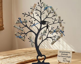 Graduation Money Tree Gift Holder - Mother's Day Gift Tree - 3D Printed Minimalist Home Decor - Unique Cash Display for Grads - Heart Stand