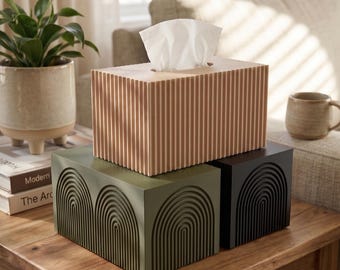 Large Costco Kleenex Box Cover | Modern Fluted or Arch Tall Tissue Holder | Boho Bathroom Decor