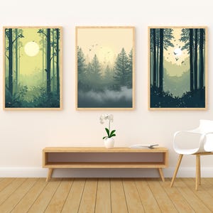 Morning Forest Chorus Wall Art - Set of 3 Morning Birdsong Nature Wall Art