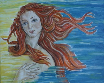 Afroditemålning: Venus framträder ur vattnet, mytologisk konst