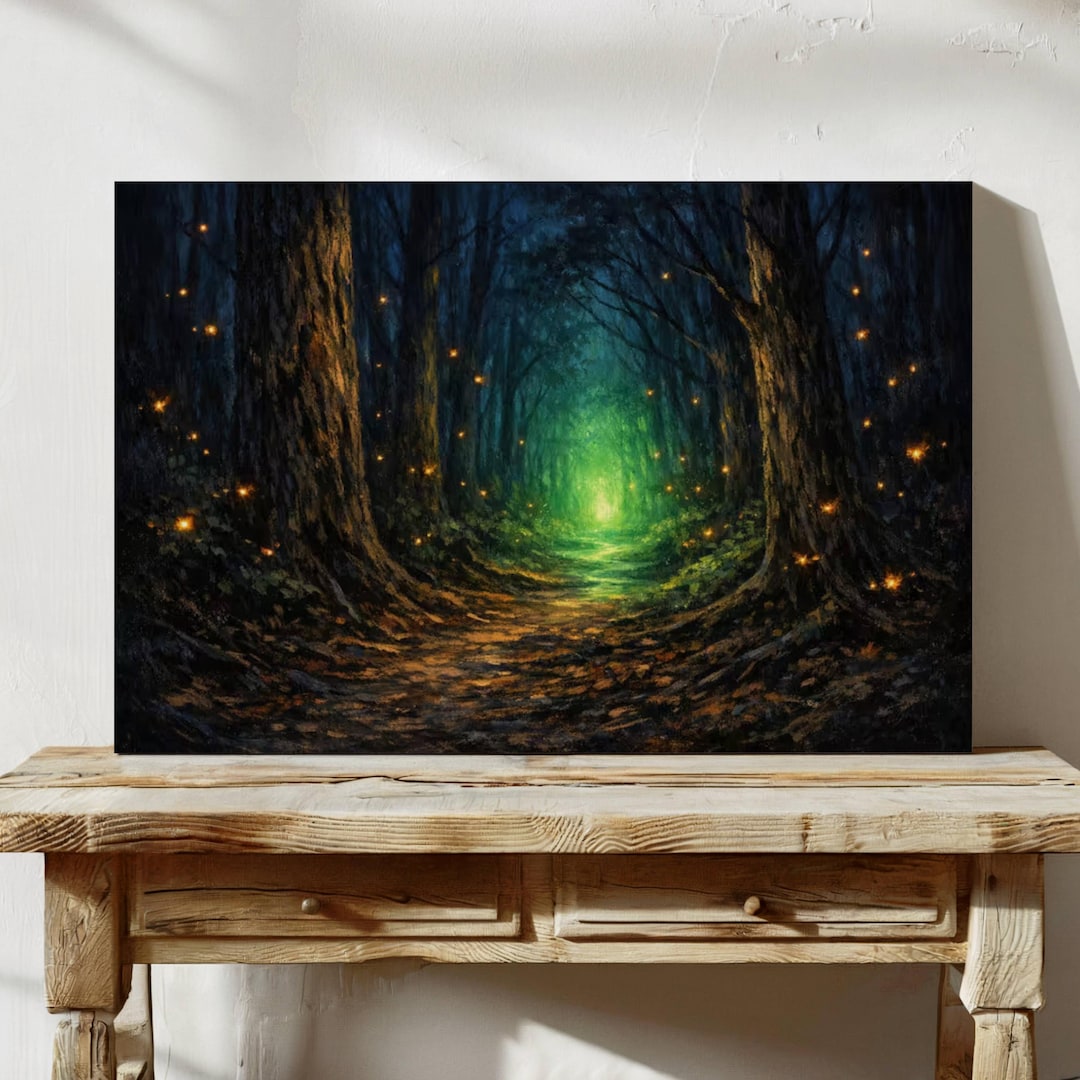 Enchanted Forest Path Canvas Print, Magical Woodland Wall Art, Fantasy ...