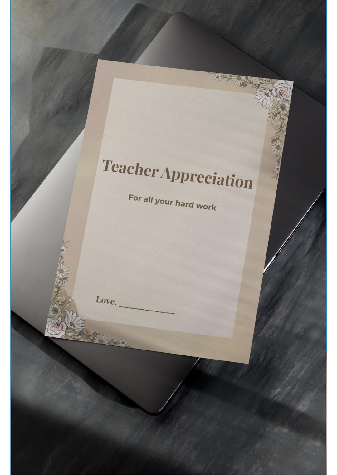 Printable Teacher Appreciation Card, End of School Year Thank You ...