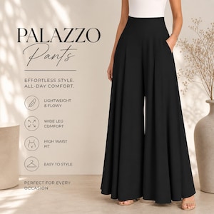 black flowy dress pants Black Flowy Pants | Boho Palazzo Pants main image 1
