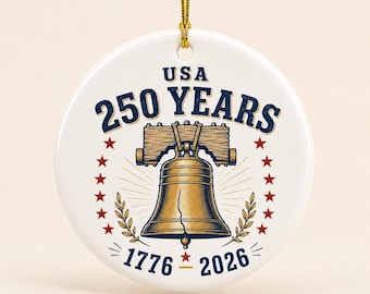 USA 250 Years Liberty Bell Ornament | 1776-2026 Ceramic Decoration