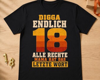 18th Birthday T-Shirt Dude, finally 18! All rights reserved, Mom has the last word! Funny saying