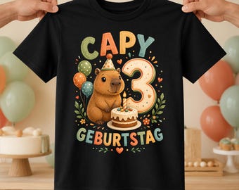 Capybara children's 3rd birthday T-shirt for boys and girls