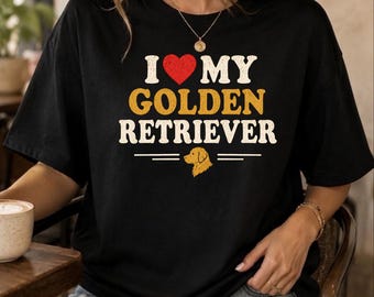 I Love My Golden Retriever Shirt | Retro Golden Retriever Mom Dad Tee | Comfort Colors Dog Lover Shirt | Goldie Owner Gift