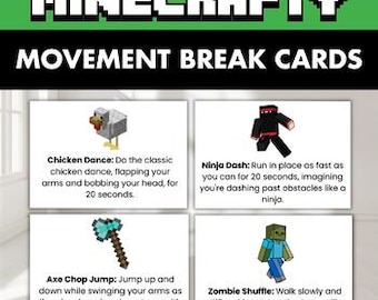 Bewegungspause Karten | Emotionale Regulation & Grobmotorik | Für Minecrafter