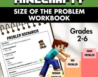 Size of the Problem Workbook for Minecrafters | Big vs Small Problems | Social Skills Printable for Autism, Grade 2-6
