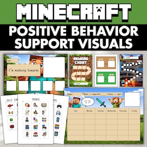 Positive Behavior Visual Schedules for Minecrafters | Token Board | Reward chart