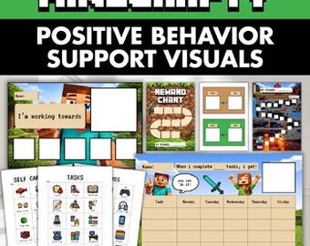 Positives Verhalten Visueller Ablaufplan für Minecrafters | Tokenbrett | Belohnungstabelle
