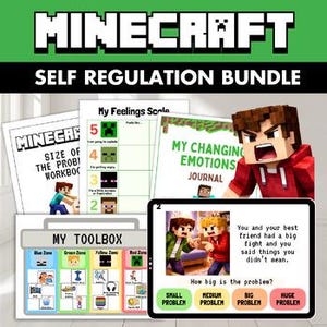 Self Regulation Bundle for Minecrafters | Big Emotions & Behavior Activities | Autism Coping Skills Printable Set