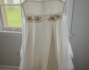 Girls’ White/Ivory Layered Dress with Front Buttons – Popaye