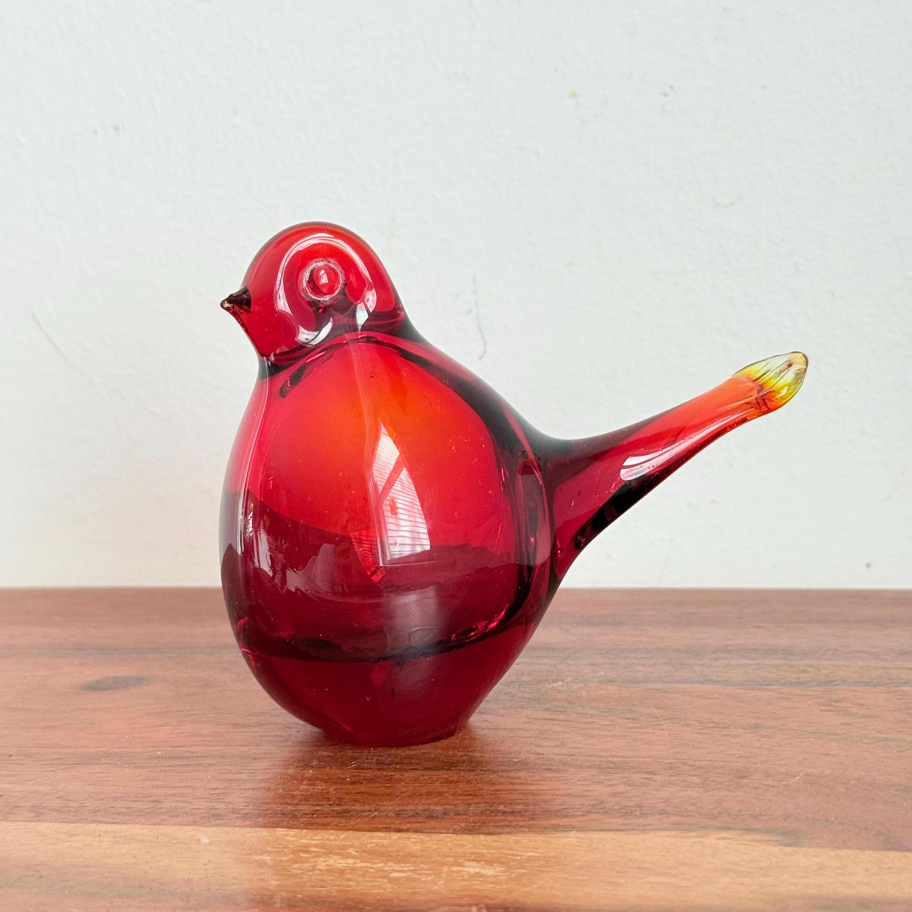Vintage Red Glass Bird - Etsy