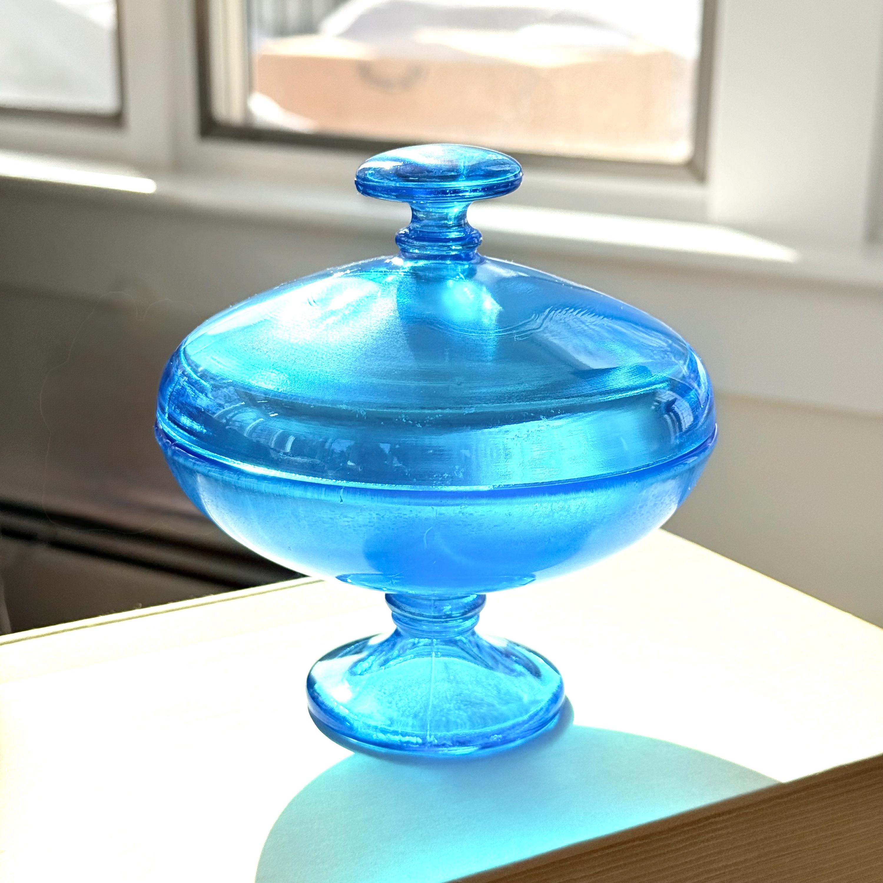 Fenton Blue Trinket Box - Etsy