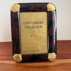 Vintage Tortoiseshell Style Picture Frame | Brass Toned Shell Corners, Canterbury Collection 3.5x5