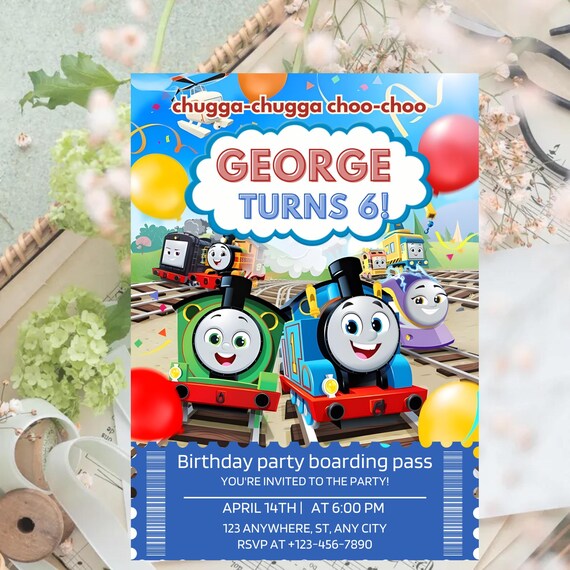 Editable Thomas Train Birthday Invitation, Kids Train Theme Party (Digital Download)