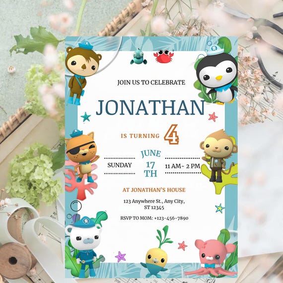 Editable Octonauts Birthday Invitation Template, Kids Underwater Party Invite, Canva Printable, Digital Download, Boys 6th Birthday Evite